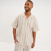 Chemise droite col cubain coton beige homme