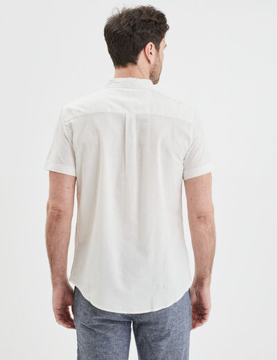 Chemise manches courtes lin mélangé blanc homme