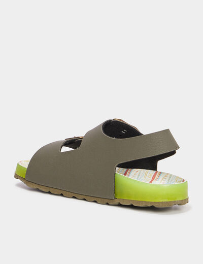 Sandales avec boucles Kickers vert kaki garçon