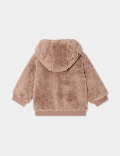 Gilet zippé effet polaire à capuche taupe bébé garçon