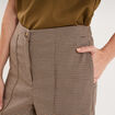Pantalon droit cropped taille haute marron femme