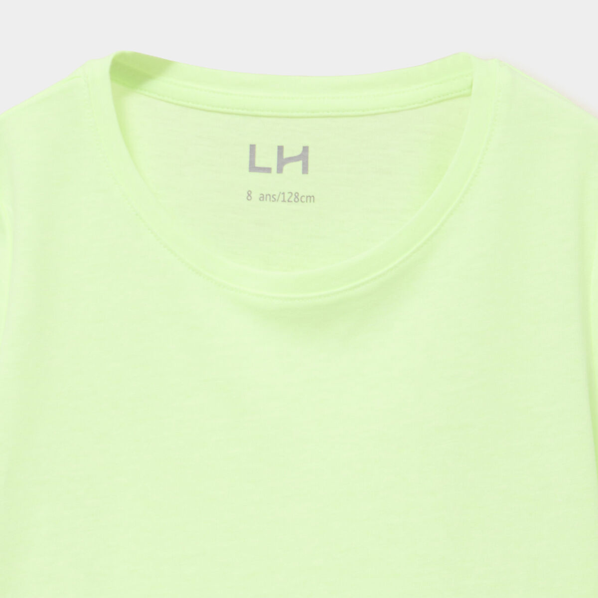 T-shirt col rond manches courtes jaune fluo fille
