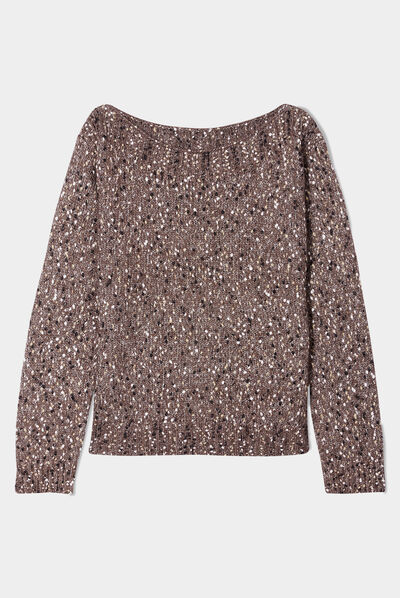 Pull manches longues vert kaki femme
