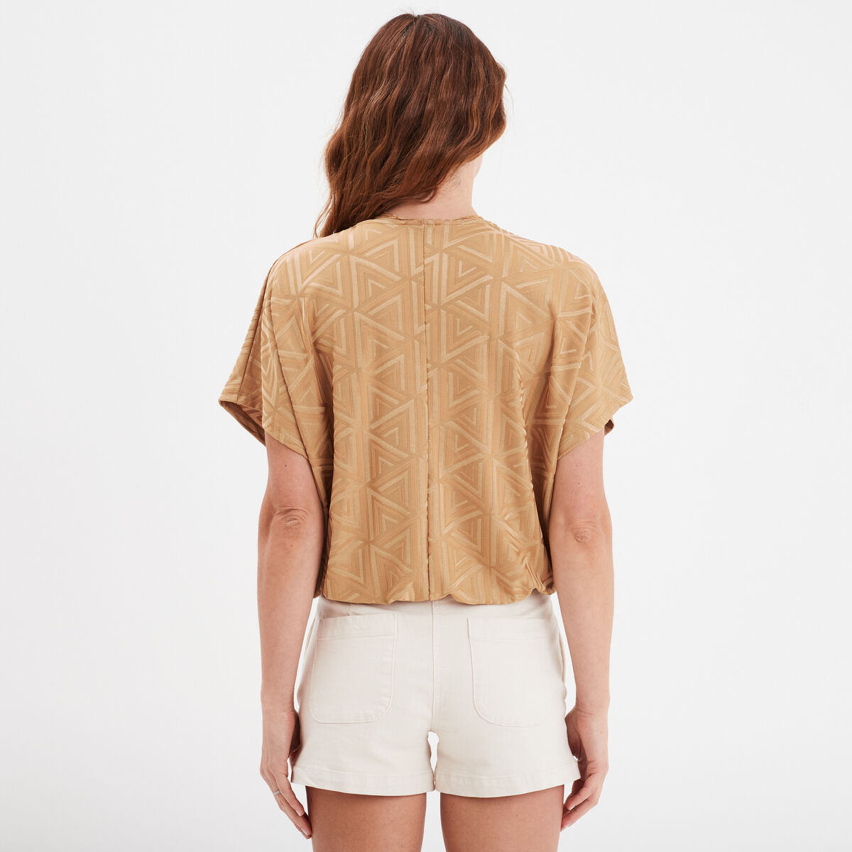 T-shirt col en V bijou Mosquitos marron clair femme