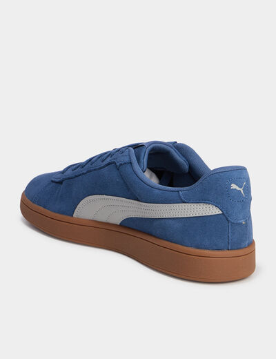 Tennis basses à lacets cuir Puma Smash bleu pétrole homme