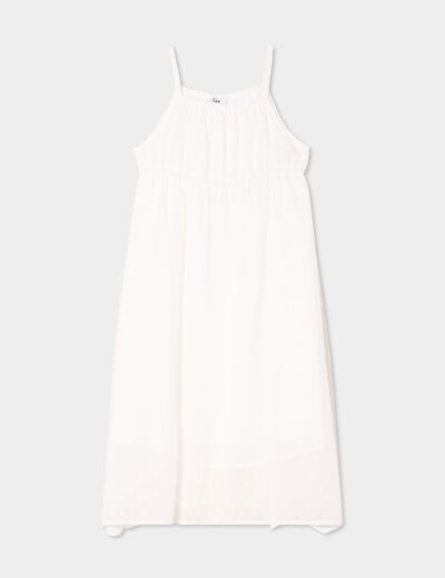 Robe plumetis bas asymétrique ivoire fille