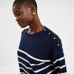 Pull marini&egrave;re boutons &eacute;paule bleu marine femme