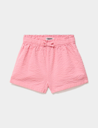 Short taille &eacute;lastiqu&eacute;e coton rose b&eacute;b&eacute; fille