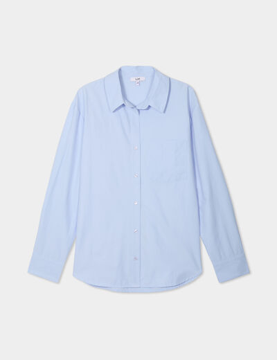 Chemise oversize manches longues bleu ciel femme