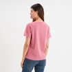 T-shirt manches courtes col en V coton vieux rose femme