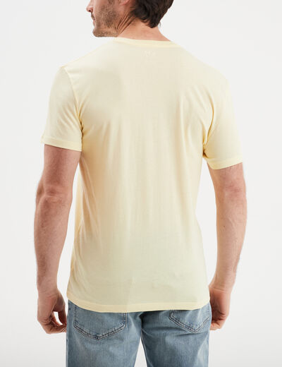 T-shirt droit en coton manches courtes jaune clair homme