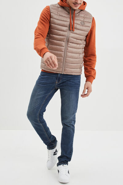 Doudoune légère zippée sans manches taupe homme