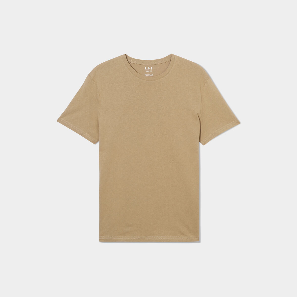 T-shirt droit en coton manches courtes vert kaki homme