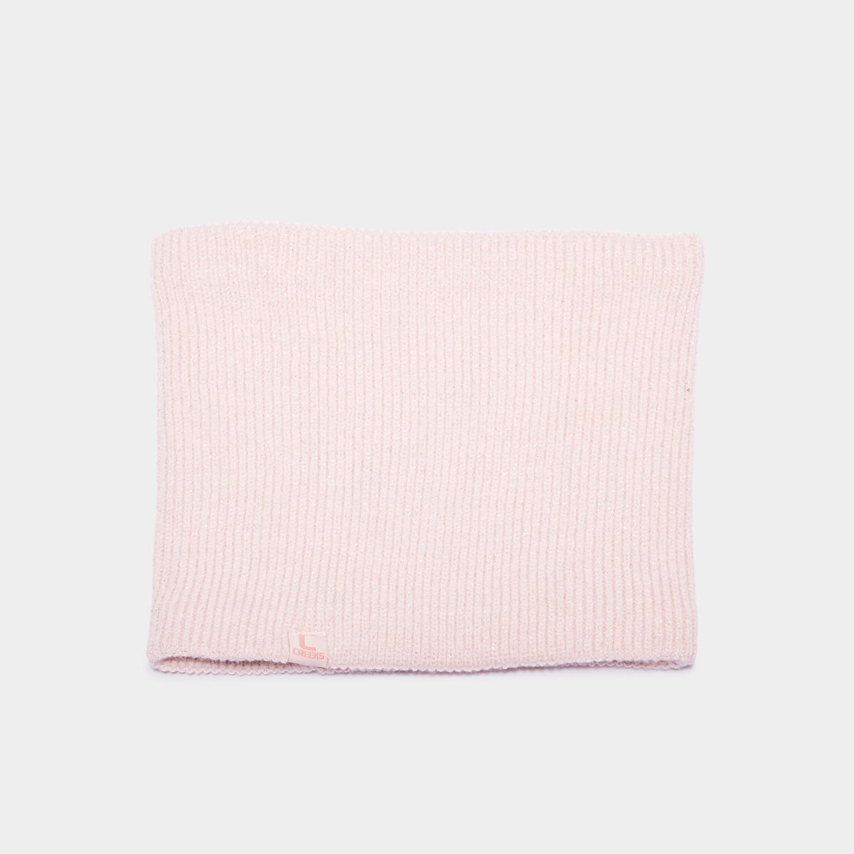 Tour de cou tricot&eacute; fourr&eacute; rose clair fille