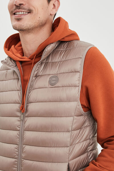 Doudoune légère zippée sans manches taupe homme
