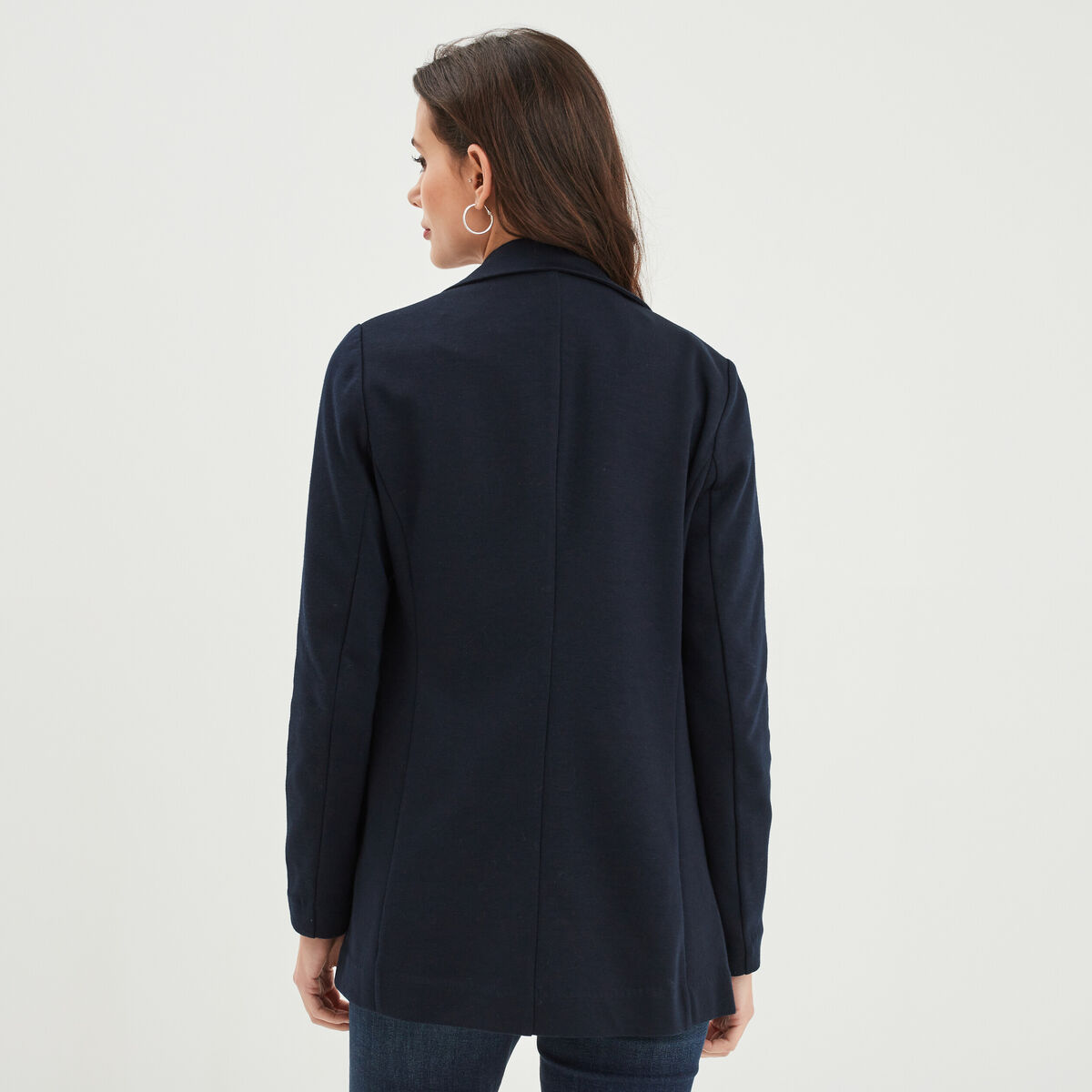 Veste blazer droite bleu foncé femme