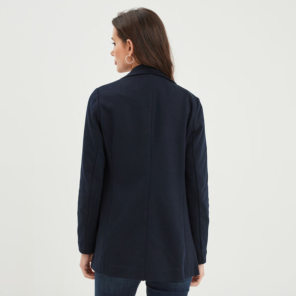 Veste blazer droite bleu foncé femme