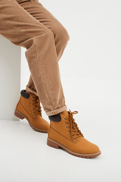 Bottines crant&eacute;es jaune moutarde femme
