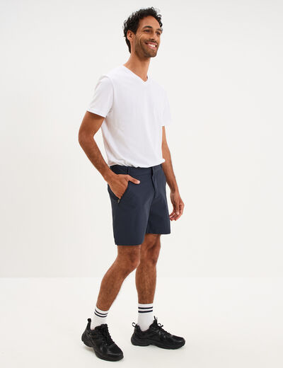 Short droit stretch poches zipp&eacute;es gris fonc&eacute; homme