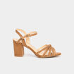 Sandales à talons effet suédine camel femme