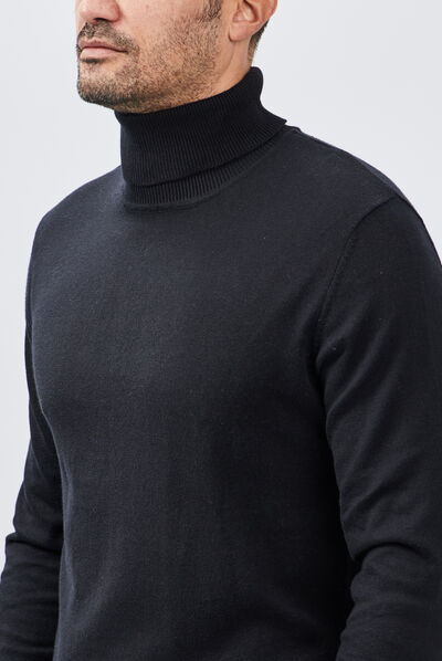 Pull avec col roulé noir homme