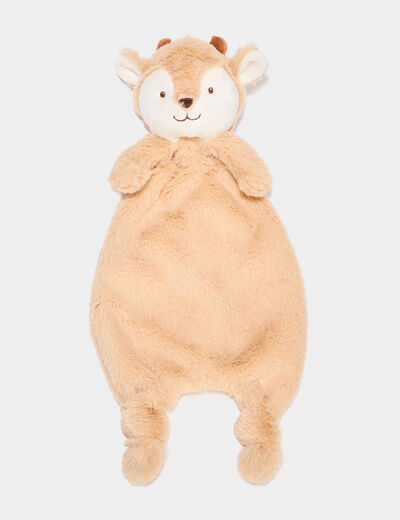Doudou animal fausse fourrure marron clair bébé