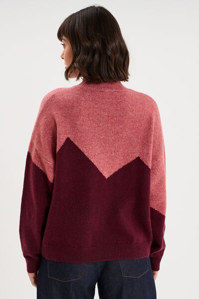Pull col montant &agrave; sequins oversize bordeaux femme