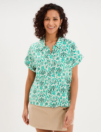 Chemise manches courtes 2 poches ecru femme