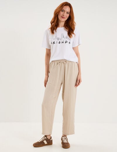 T-shirt manches courtes coton Friends blanc femme