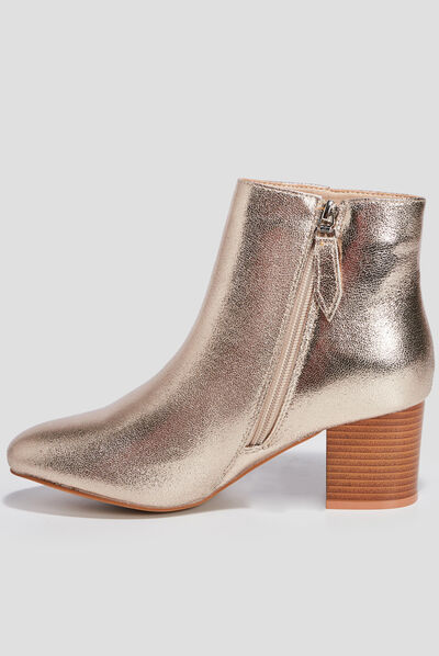 Bottines à talons métallisées jaune or femme