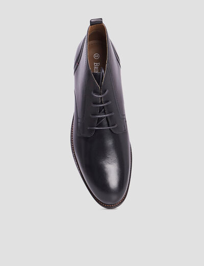 Boots à lacets en cuir noir homme