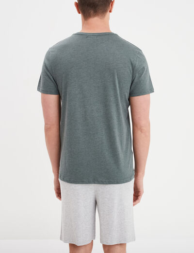 Ensemble pyjama short et t-shirt vert kaki homme