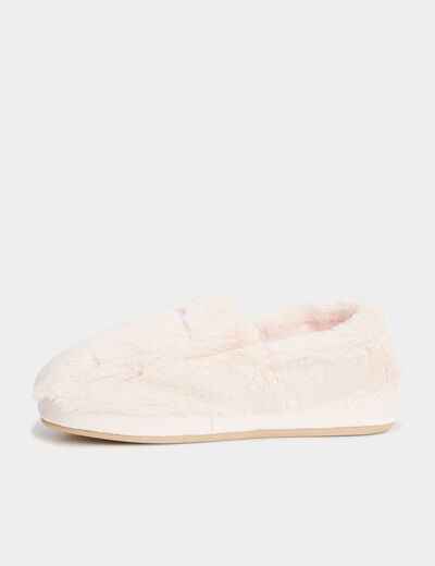 Chaussons fausse fourrure rose femme