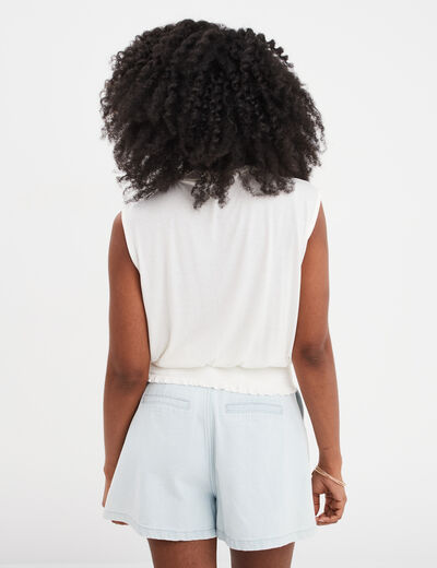 T-shirt taille smockée Creeks blanc femme