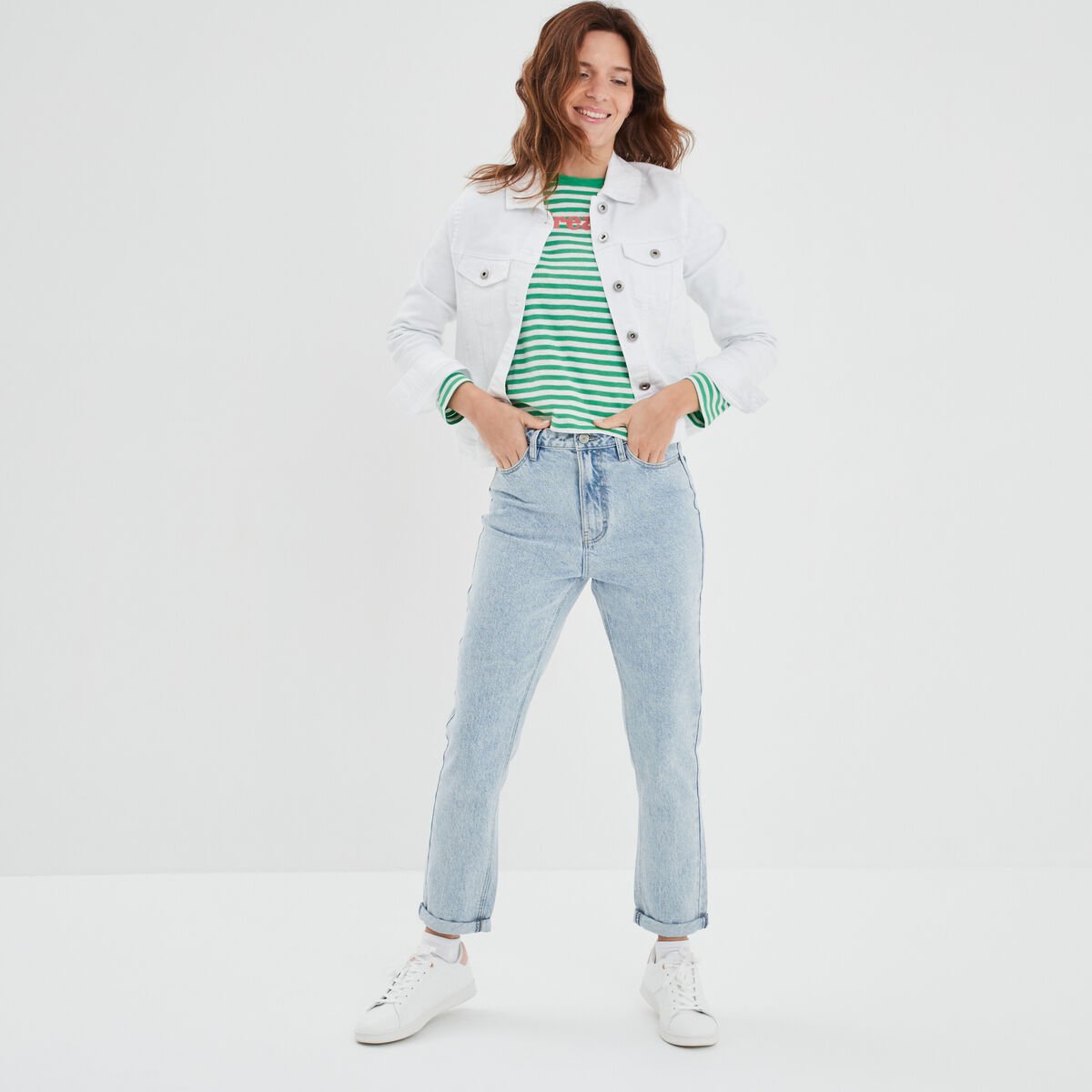 T-shirt ajusté col rond coton Creeks vert femme