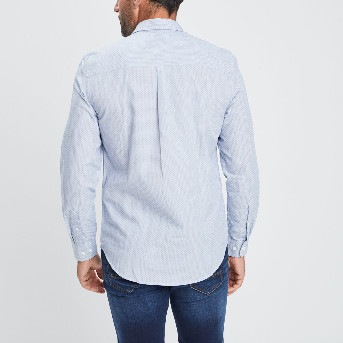 Chemise droite imprimée manches longues blanc homme