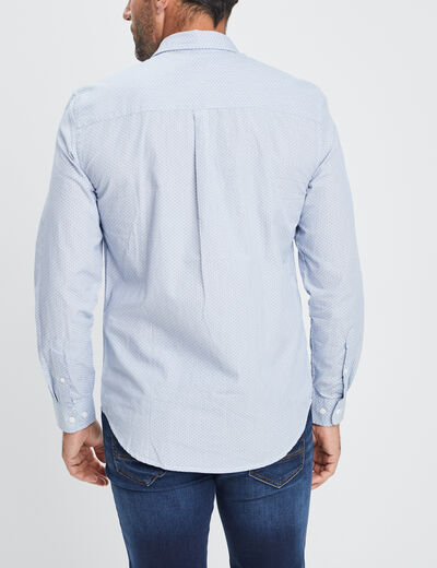 Chemise droite imprimée manches longues blanc homme