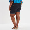 Bermuda ajusté taille haute bleu foncé femme grande taille