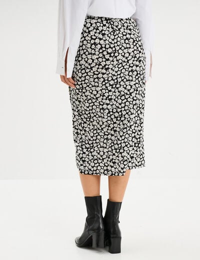 Jupe midi portefeuille noir femme