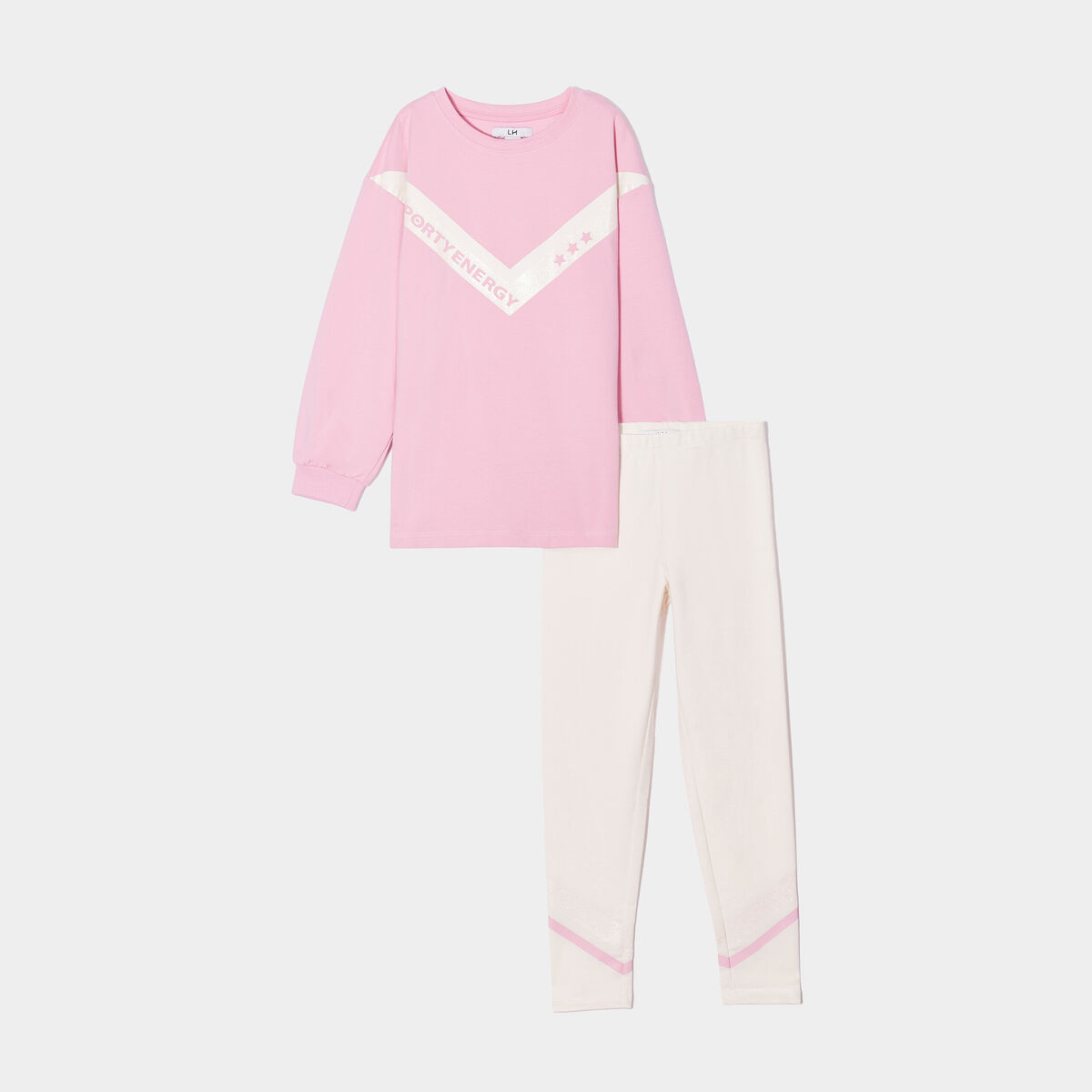Ensemble 2 pièces sweat long et legging rose pastel fille