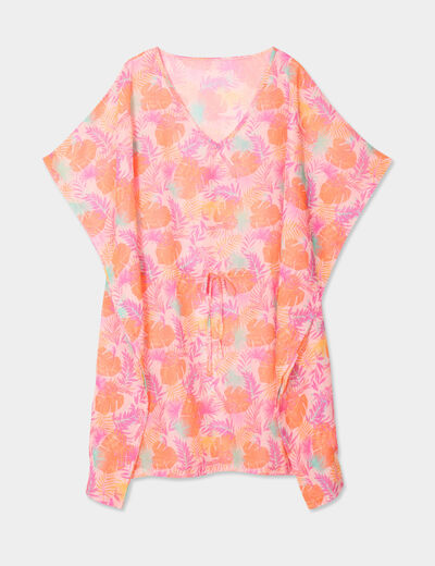 Robe de plage manches 3/4 orange femme