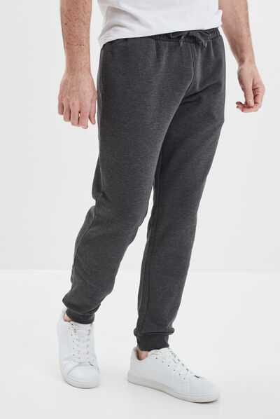 Jogging droit molleton gris foncé homme