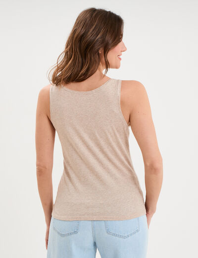 D&eacute;bardeur bretelles larges coton beige femme