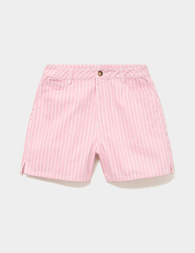 Short mom coton rose clair femme
