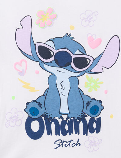 T-shirt en coton manches courtes Stitch blanc fille
