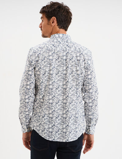 Chemise ajustée col français ecru homme