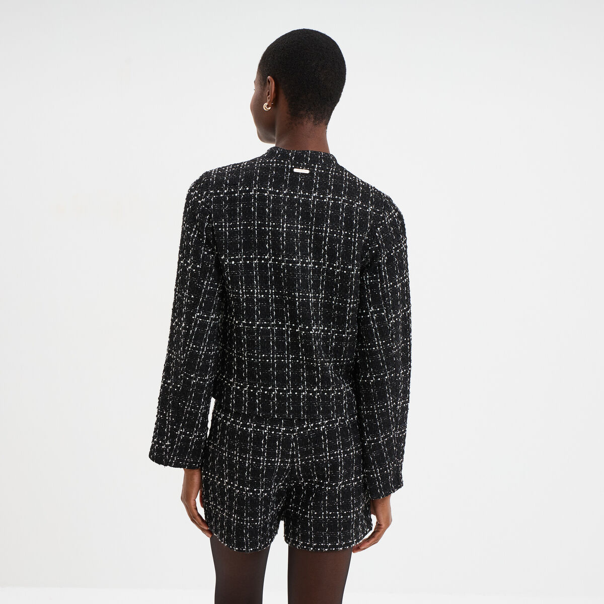 Veste tweed boutonn&eacute;e ecru femme
