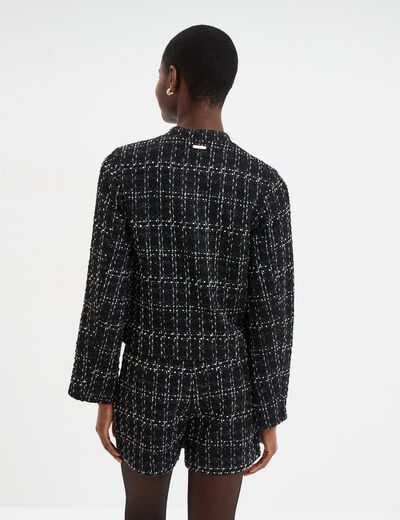 Veste tweed boutonn&eacute;e ecru femme