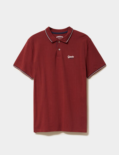 Polo avec broderie poitrine coton Creeks rouge foncé homme