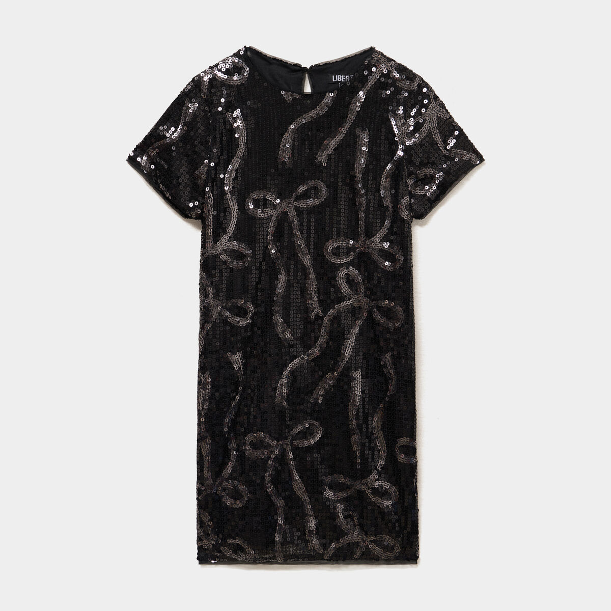 Robe &agrave; sequins manches courtes noir fille